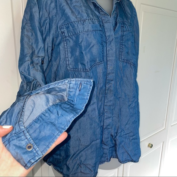 Jean Shirt Button Down Blue Denim Chambray - Picture 4 of 8